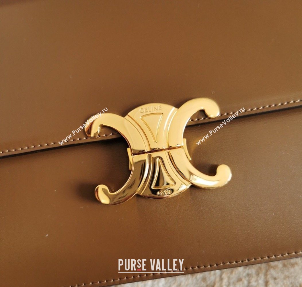 Celine Classique Triomphe Bag in Shiny Calfskin Leather 187366 Caramel 2026 (BL-260121038)