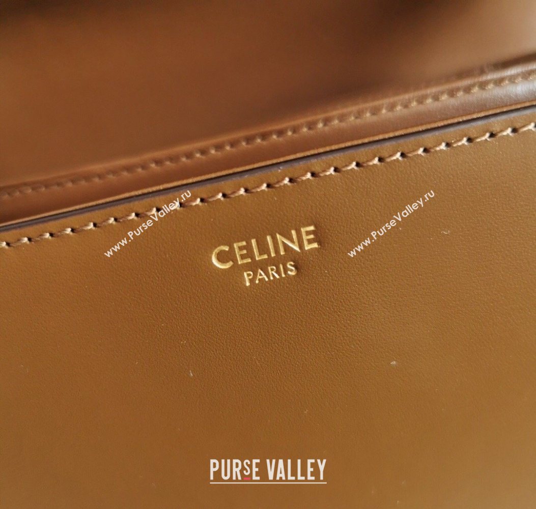 Celine Classique Triomphe Bag in Shiny Calfskin Leather 187366 Caramel 2026 (BL-260121038)