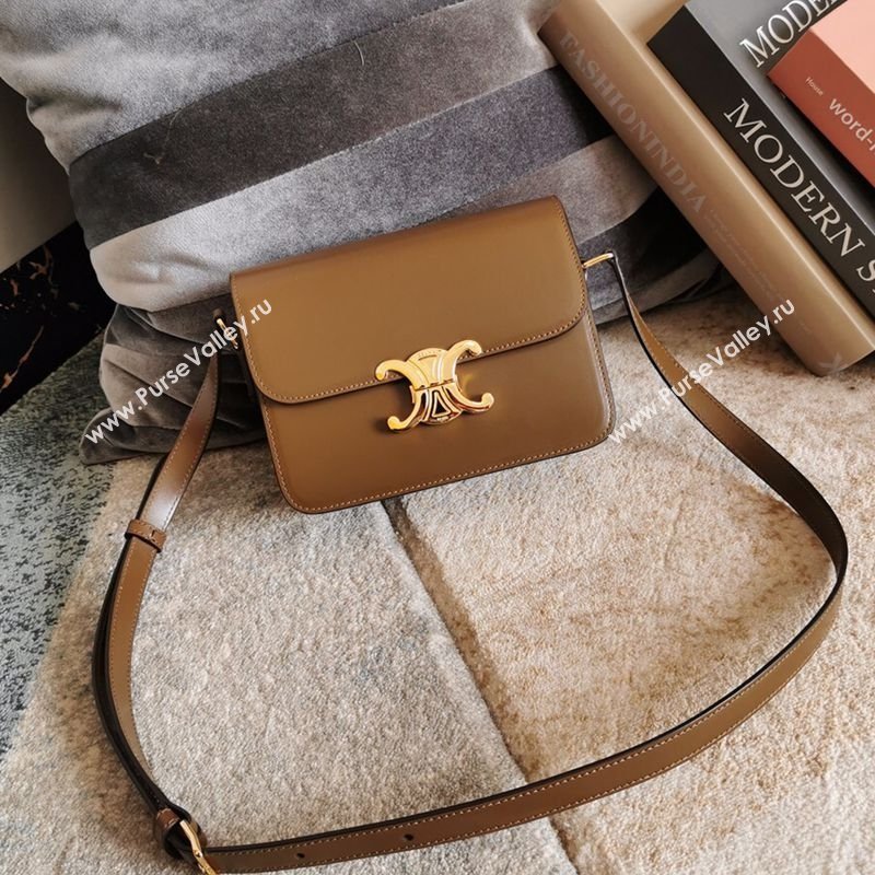Celine Teen Triomphe Mini Bag in Shiny Calfskin Leather 188423 Caramel 2026 (BL-260121018)