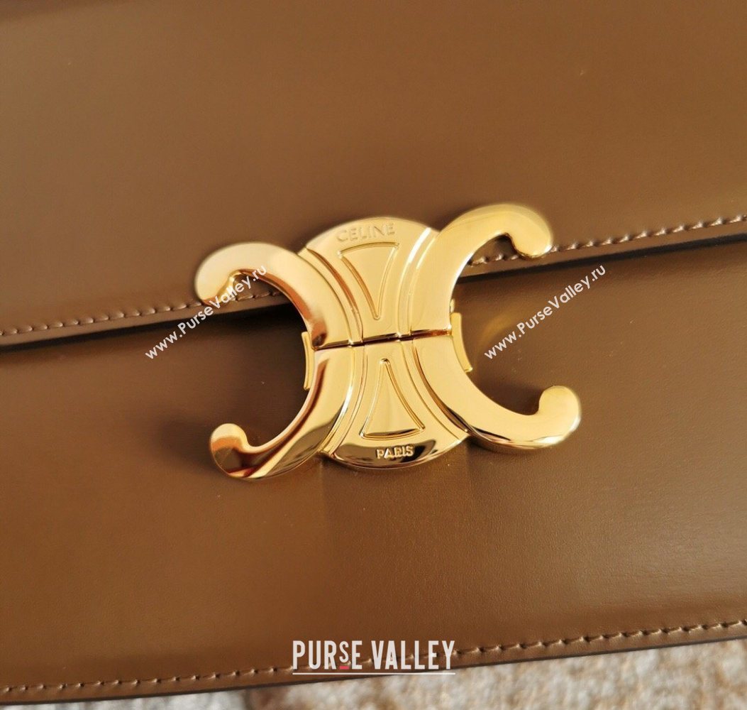 Celine Teen Triomphe Mini Bag in Shiny Calfskin Leather 188423 Caramel 2026 (BL-260121018)