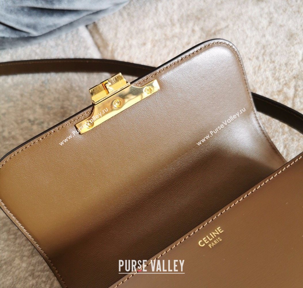 Celine Teen Triomphe Mini Bag in Shiny Calfskin Leather 188423 Caramel 2026 (BL-260121018)