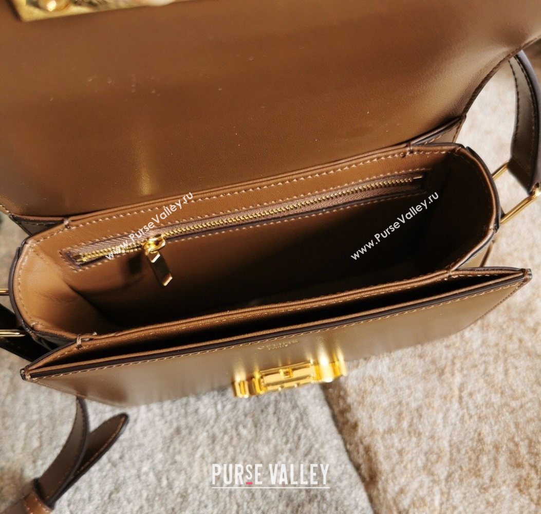 Celine Teen Triomphe Mini Bag in Shiny Calfskin Leather 188423 Caramel 2026 (BL-260121018)