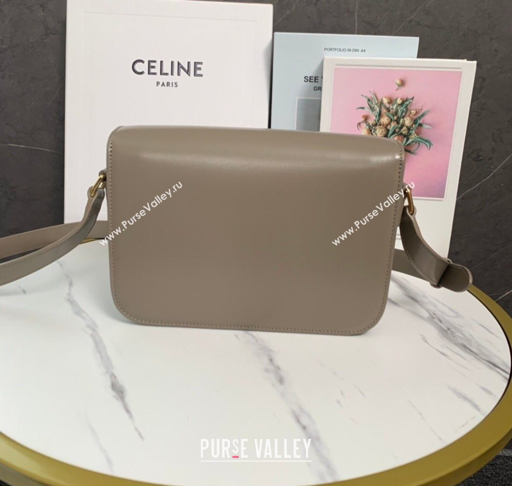 Celine Classique Triomphe Bag in Shiny Calfskin Leather 187366 Pebble Grey 2026 (BL-260121039)