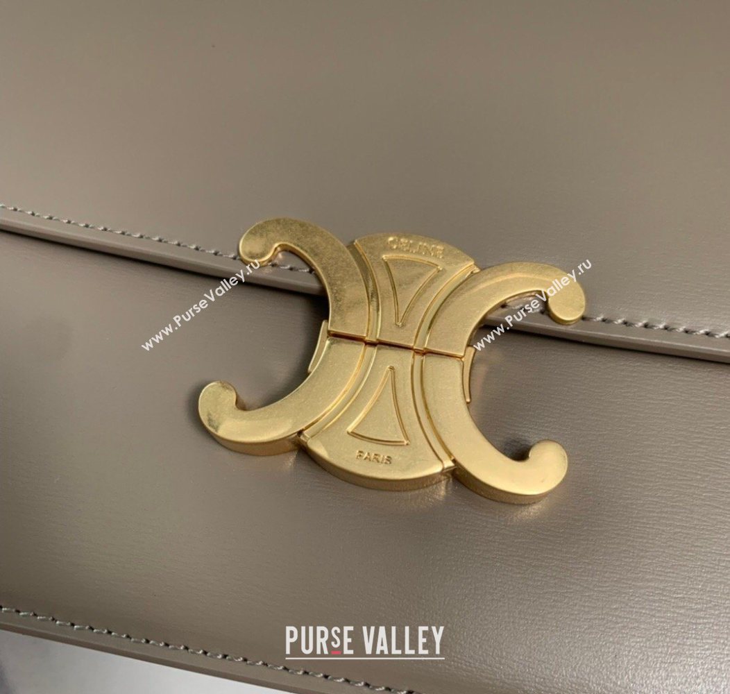 Celine Classique Triomphe Bag in Shiny Calfskin Leather 187366 Pebble Grey 2026 (BL-260121039)
