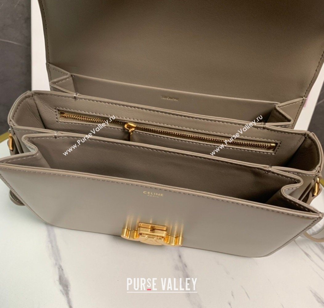 Celine Classique Triomphe Bag in Shiny Calfskin Leather 187366 Pebble Grey 2026 (BL-260121039)