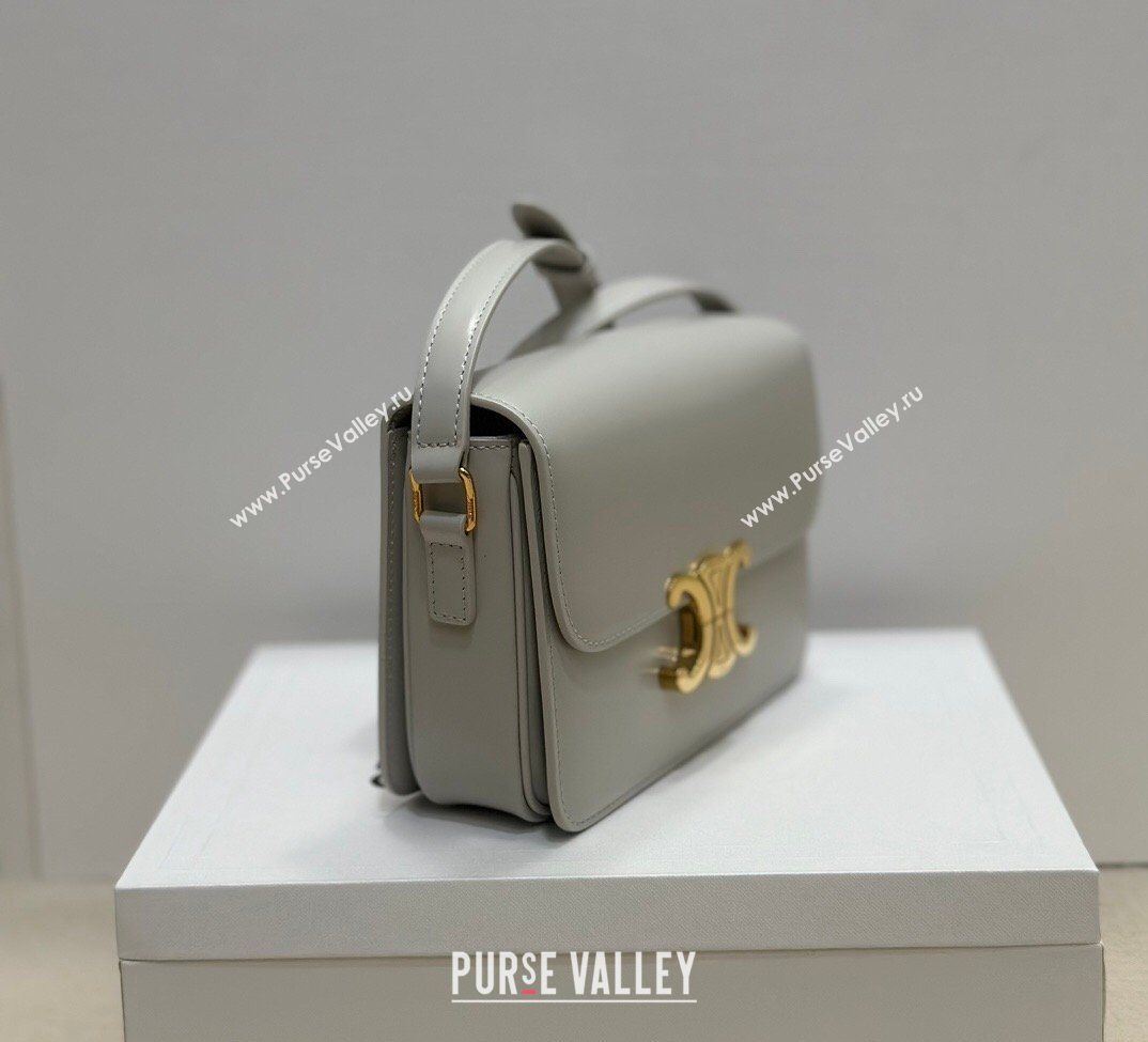 Celine Teen Triomphe Mini Bag in Shiny Calfskin Leather 188423 Chalk White 2026 (BL-260121019)