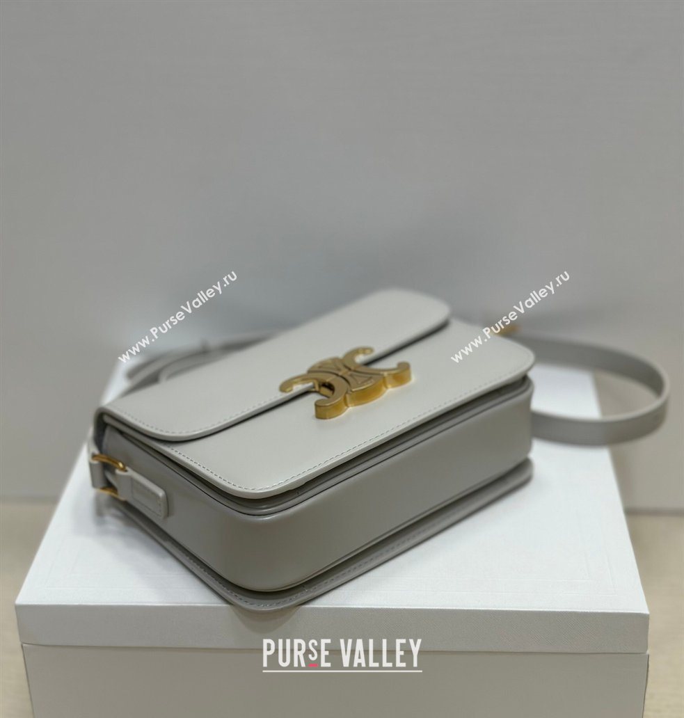 Celine Teen Triomphe Mini Bag in Shiny Calfskin Leather 188423 Chalk White 2026 (BL-260121019)