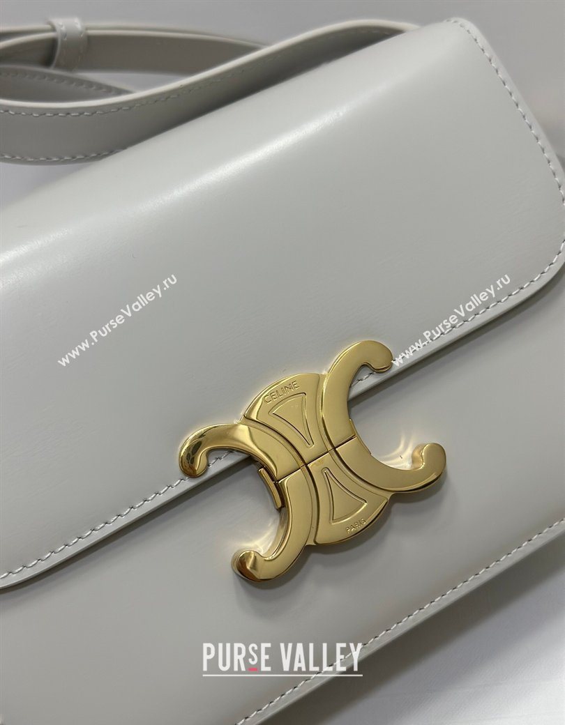Celine Teen Triomphe Mini Bag in Shiny Calfskin Leather 188423 Chalk White 2026 (BL-260121019)