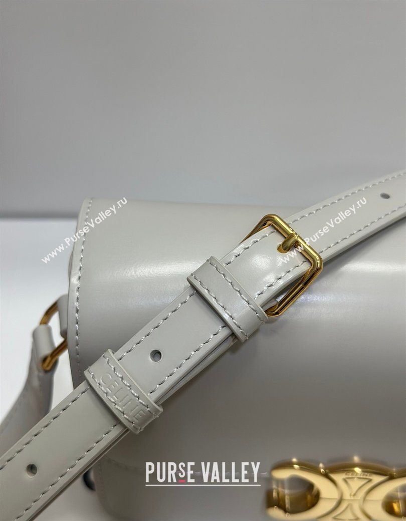 Celine Teen Triomphe Mini Bag in Shiny Calfskin Leather 188423 Chalk White 2026 (BL-260121019)