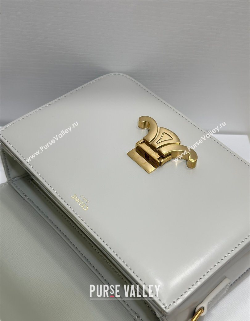 Celine Teen Triomphe Mini Bag in Shiny Calfskin Leather 188423 Chalk White 2026 (BL-260121019)