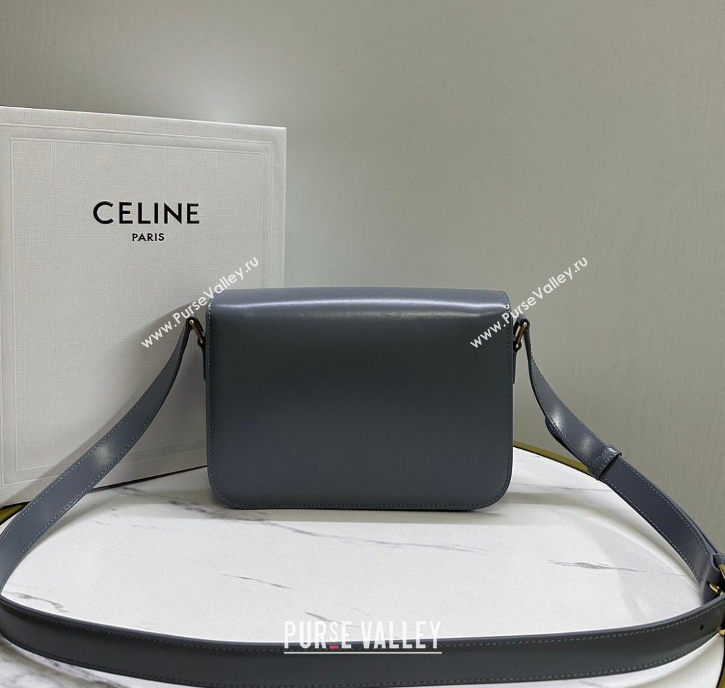 Celine Classique Triomphe Bag in Shiny Calfskin Leather 187366 Blue/Grey 2026 (BL-260121040)