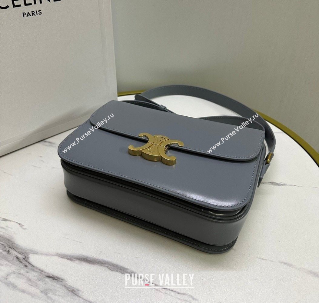 Celine Classique Triomphe Bag in Shiny Calfskin Leather 187366 Blue/Grey 2026 (BL-260121040)