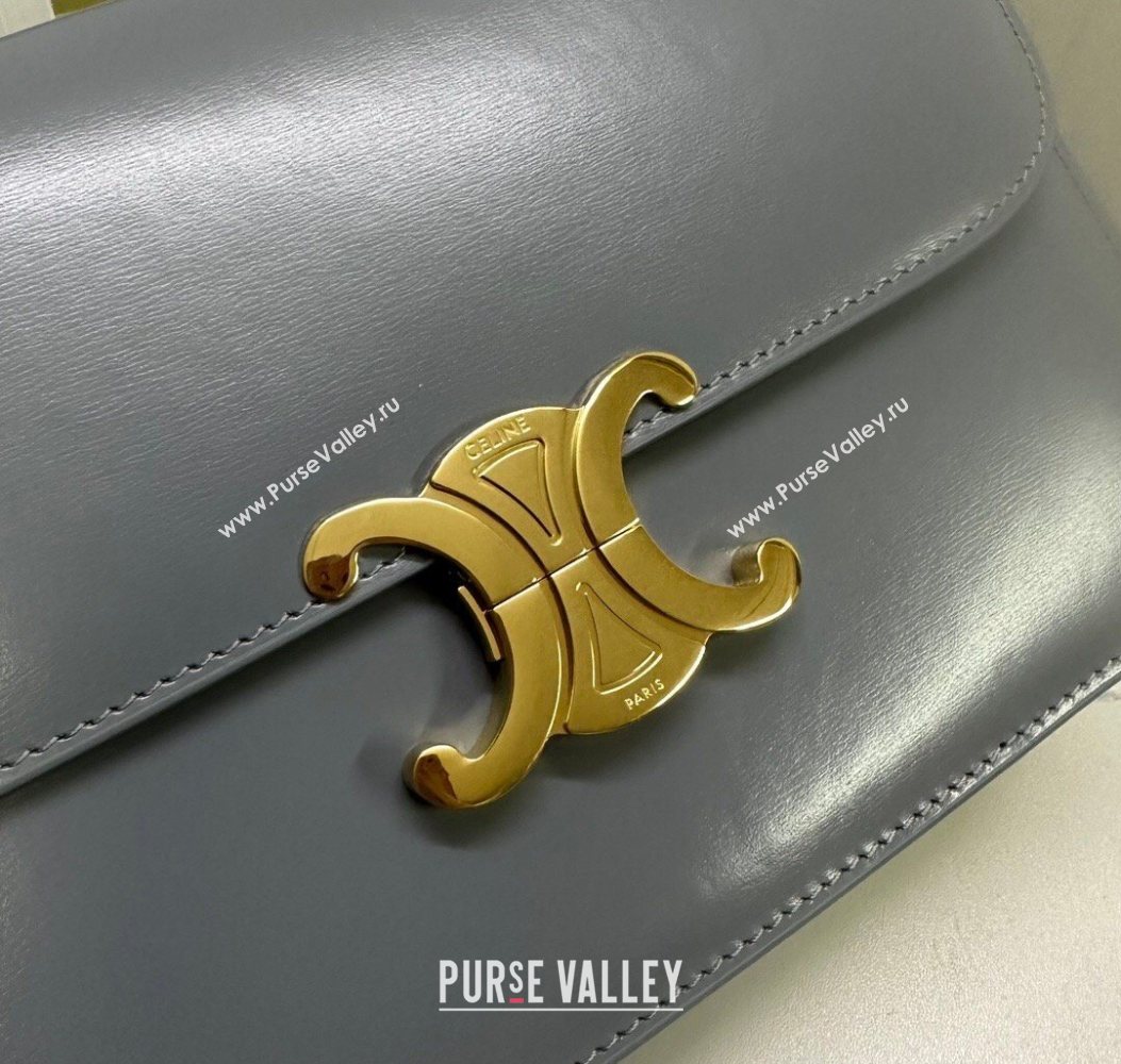 Celine Classique Triomphe Bag in Shiny Calfskin Leather 187366 Blue/Grey 2026 (BL-260121040)