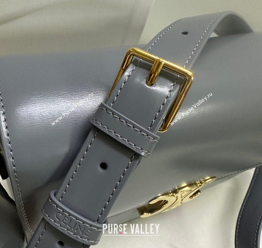 Celine Classique Triomphe Bag in Shiny Calfskin Leather 187366 Blue/Grey 2026 (BL-260121040)