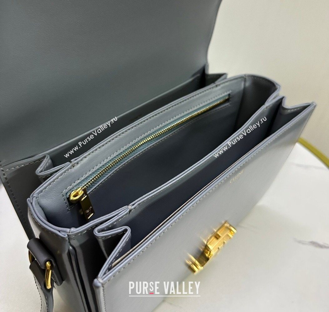 Celine Classique Triomphe Bag in Shiny Calfskin Leather 187366 Blue/Grey 2026 (BL-260121040)
