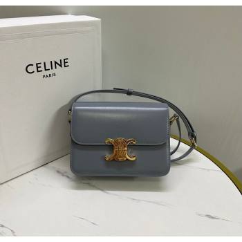 Celine Teen Triomphe Mini Bag in Shiny Calfskin Leather 188423 Blue Grey 2026 (BL-260121020)