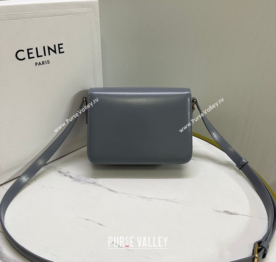 Celine Teen Triomphe Mini Bag in Shiny Calfskin Leather 188423 Blue Grey 2026 (BL-260121020)