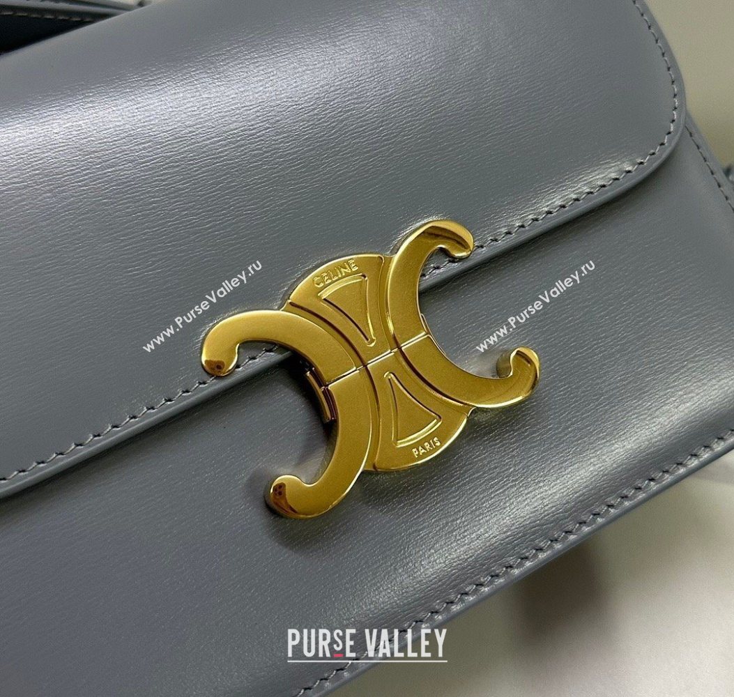 Celine Teen Triomphe Mini Bag in Shiny Calfskin Leather 188423 Blue Grey 2026 (BL-260121020)