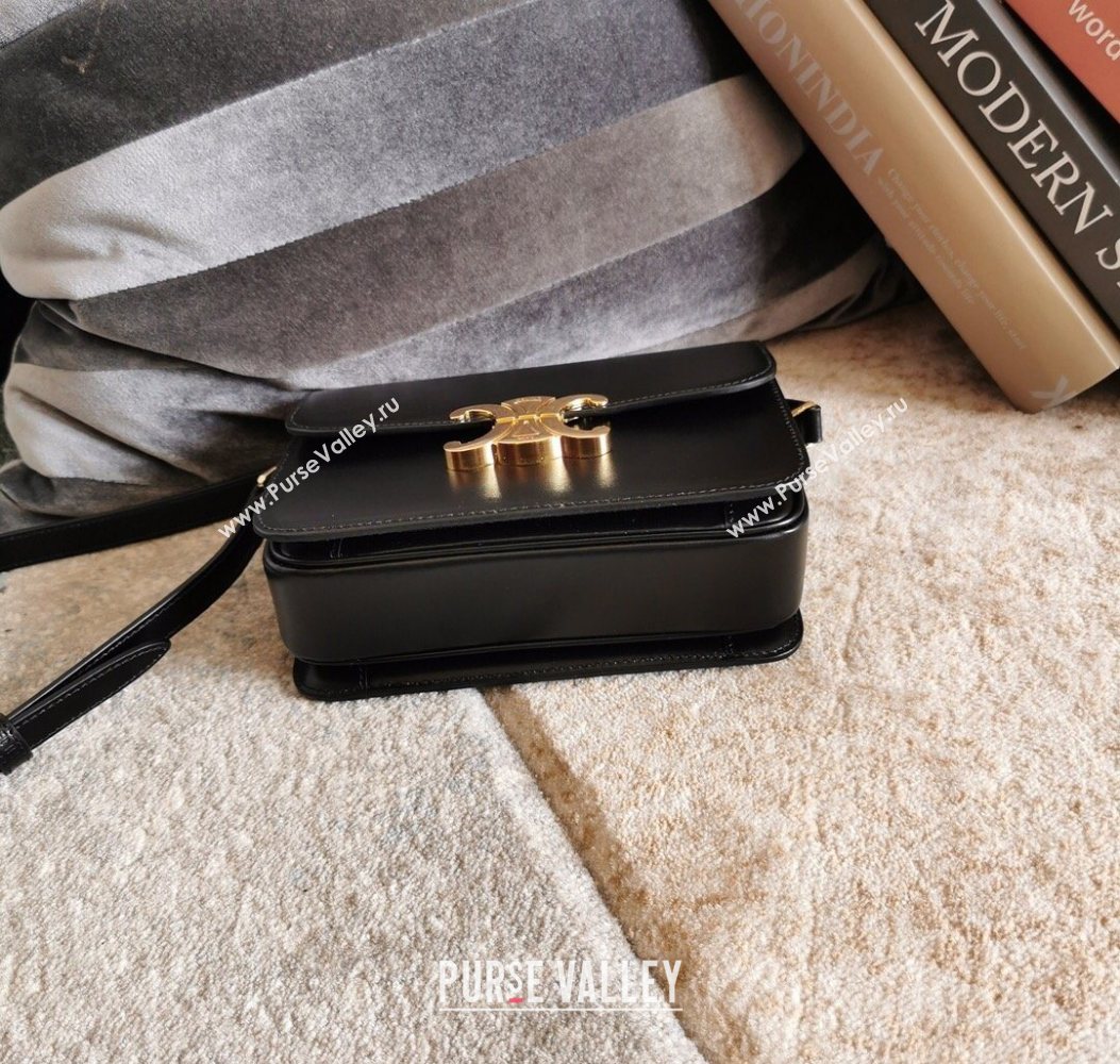 Celine Teen Triomphe Mini Bag in Shiny Calfskin Leather 188423 Black/Gold 2026 (BL-260121021)