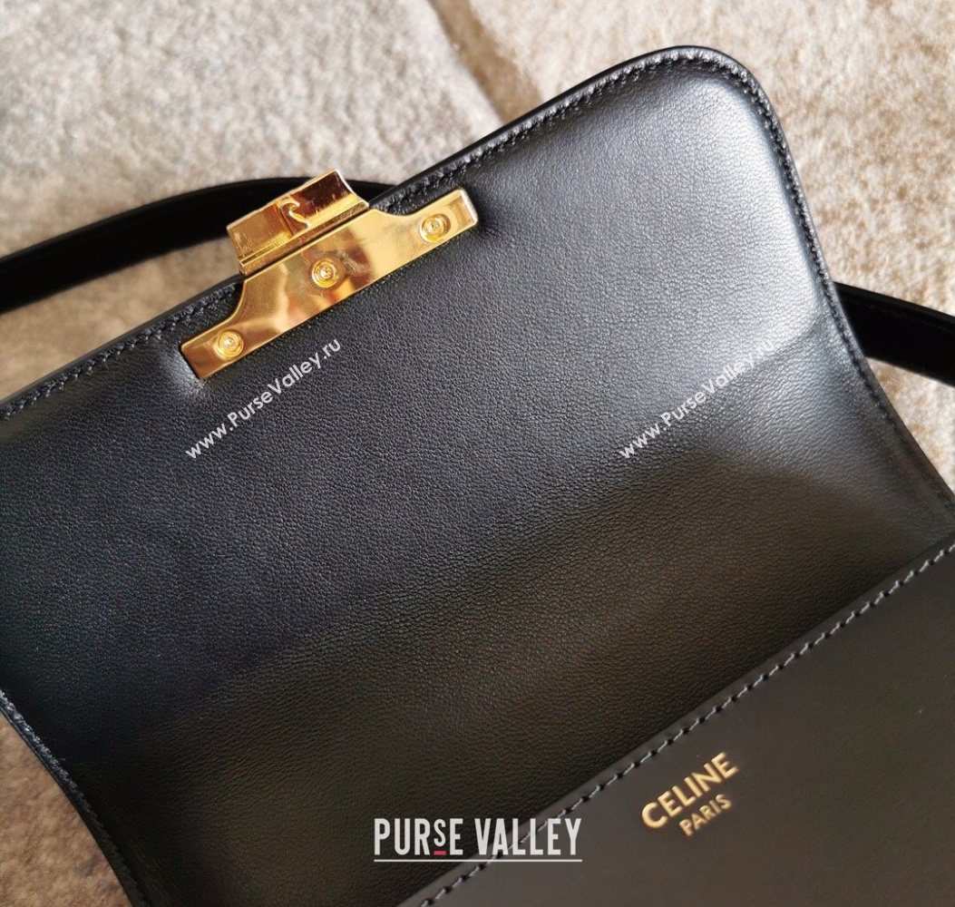 Celine Teen Triomphe Mini Bag in Shiny Calfskin Leather 188423 Black/Gold 2026 (BL-260121021)