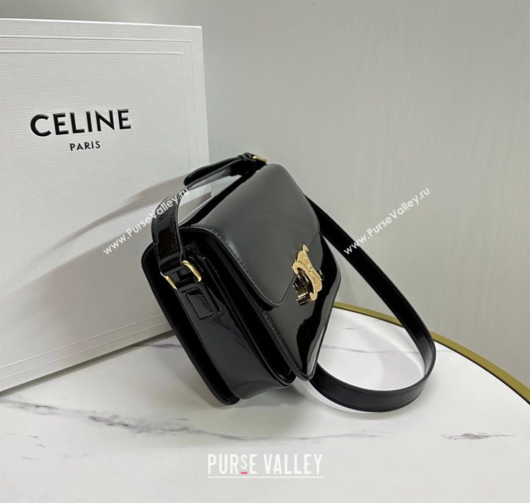 Celine Classique Triomphe Bag in Patent Calfskin Leather 187366 Black/Gold 2026 (BL-260121042)