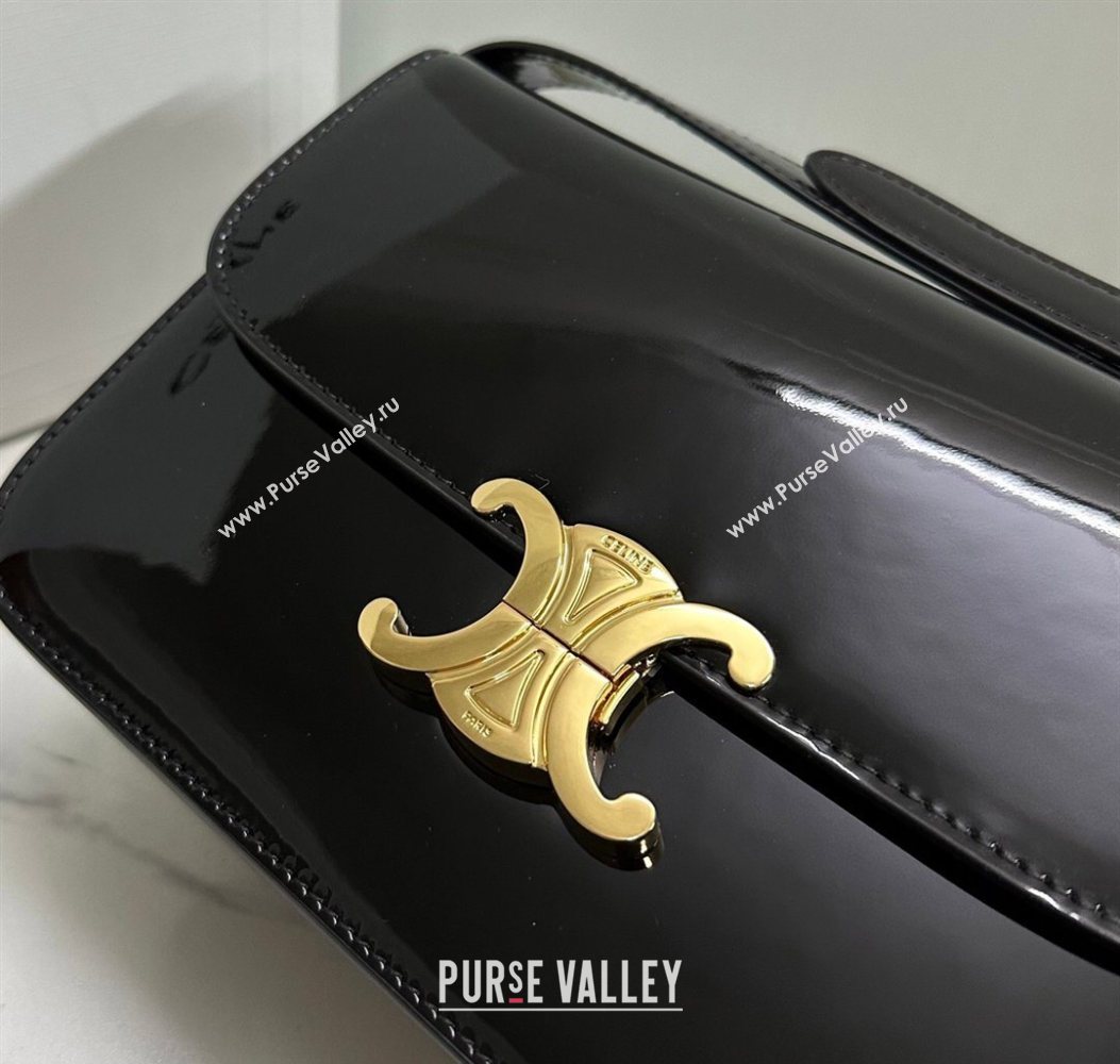 Celine Classique Triomphe Bag in Patent Calfskin Leather 187366 Black/Gold 2026 (BL-260121042)