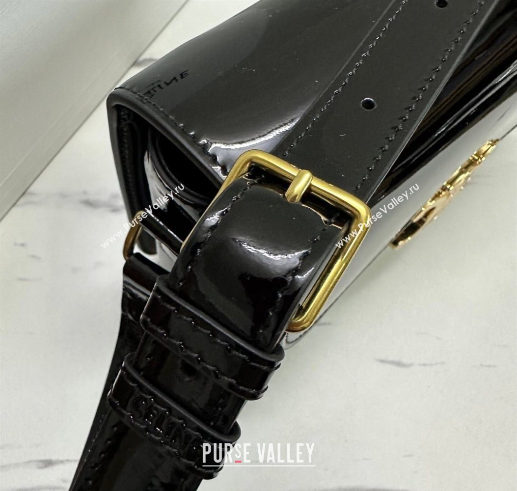 Celine Classique Triomphe Bag in Patent Calfskin Leather 187366 Black/Gold 2026 (BL-260121042)
