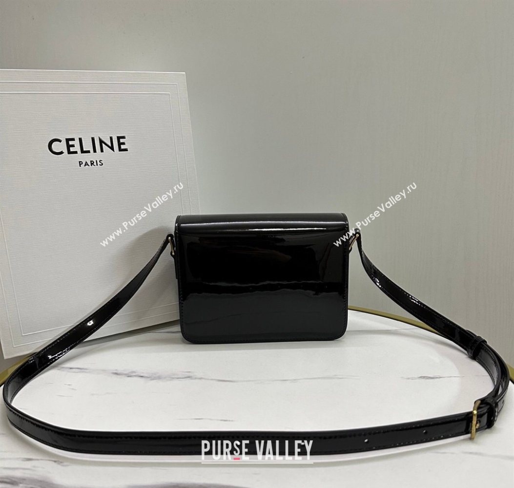 Celine Teen Triomphe Mini Bag in Patent Calfskin Leather 188423 Black/Gold 2026 (BL-260121022)