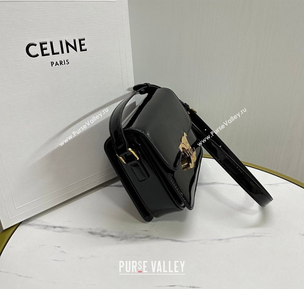 Celine Teen Triomphe Mini Bag in Patent Calfskin Leather 188423 Black/Gold 2026 (BL-260121022)