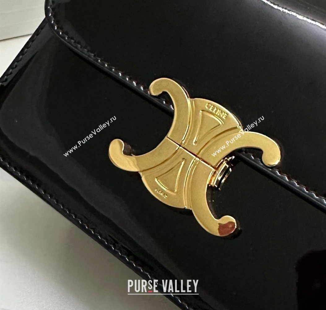 Celine Teen Triomphe Mini Bag in Patent Calfskin Leather 188423 Black/Gold 2026 (BL-260121022)