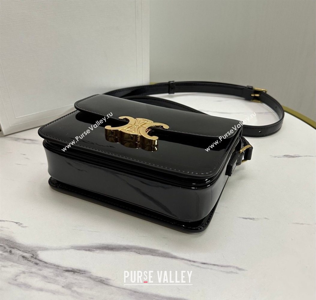 Celine Teen Triomphe Mini Bag in Patent Calfskin Leather 188423 Black/Gold 2026 (BL-260121022)