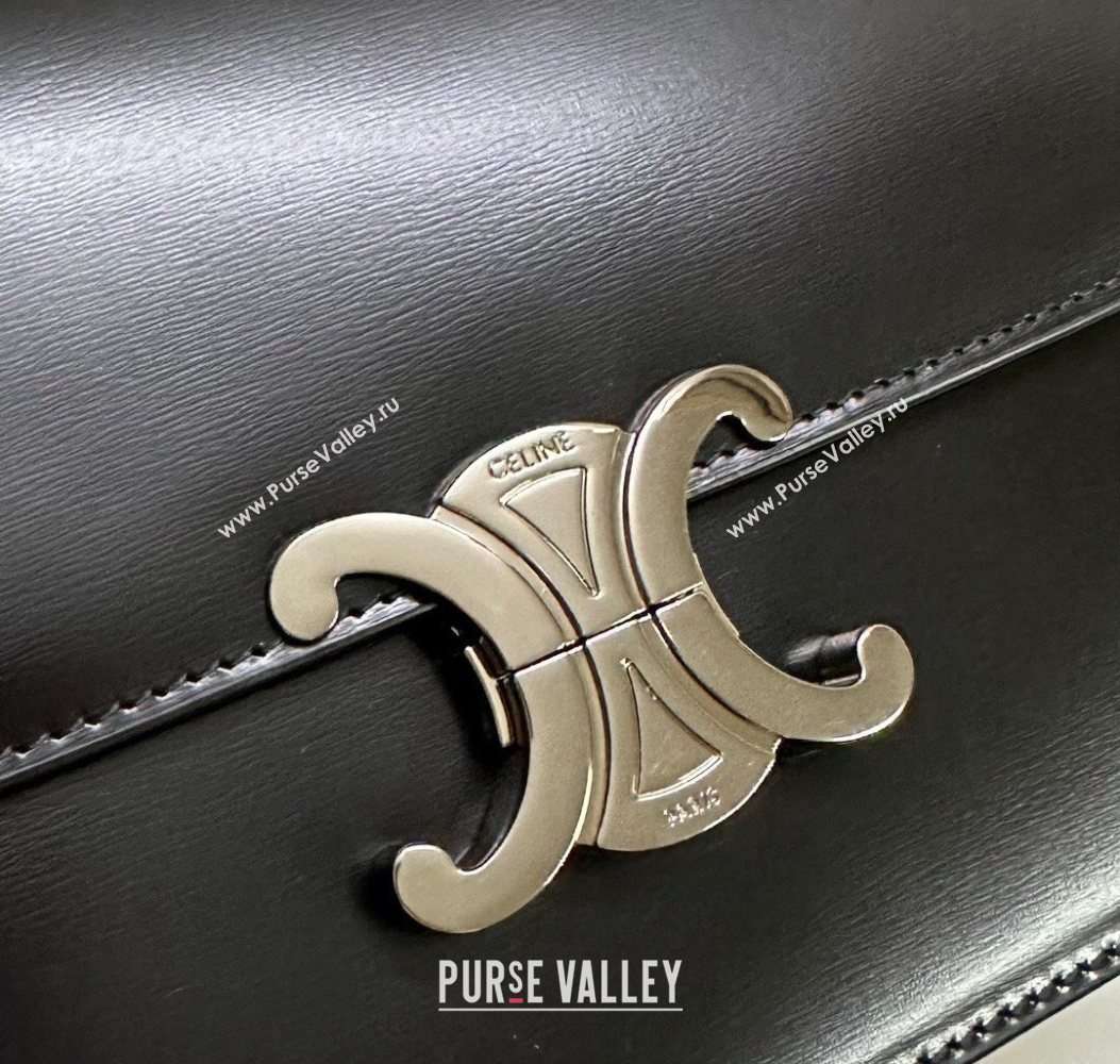 Celine Classique Triomphe Bag in Shiny Calfskin Leather 187366 Black/Silver 2026 (BL-260121043)
