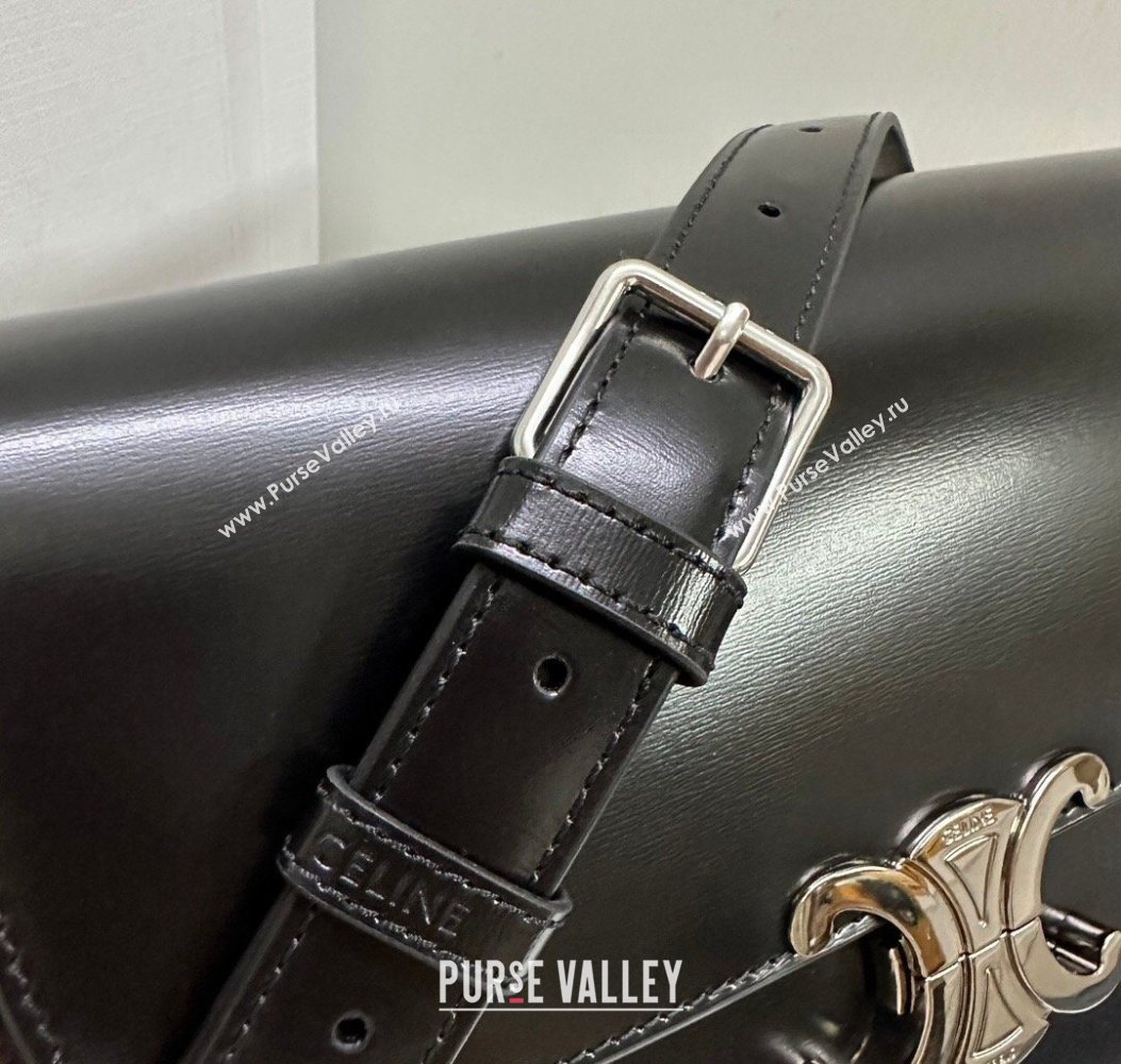 Celine Classique Triomphe Bag in Shiny Calfskin Leather 187366 Black/Silver 2026 (BL-260121043)