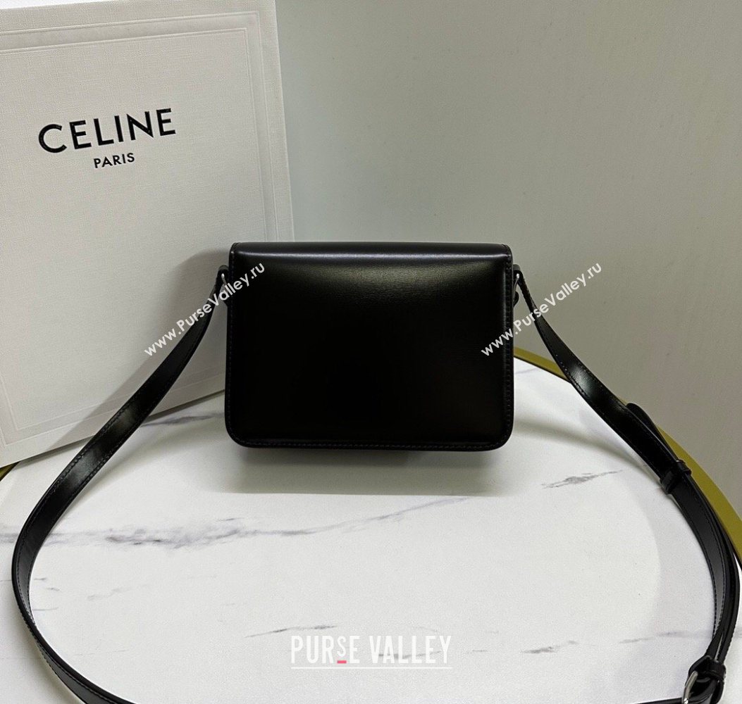 Celine Teen Triomphe Mini Bag in Shiny Calfskin Leather 188423 Black/Silver 2026 (BL-260121024)