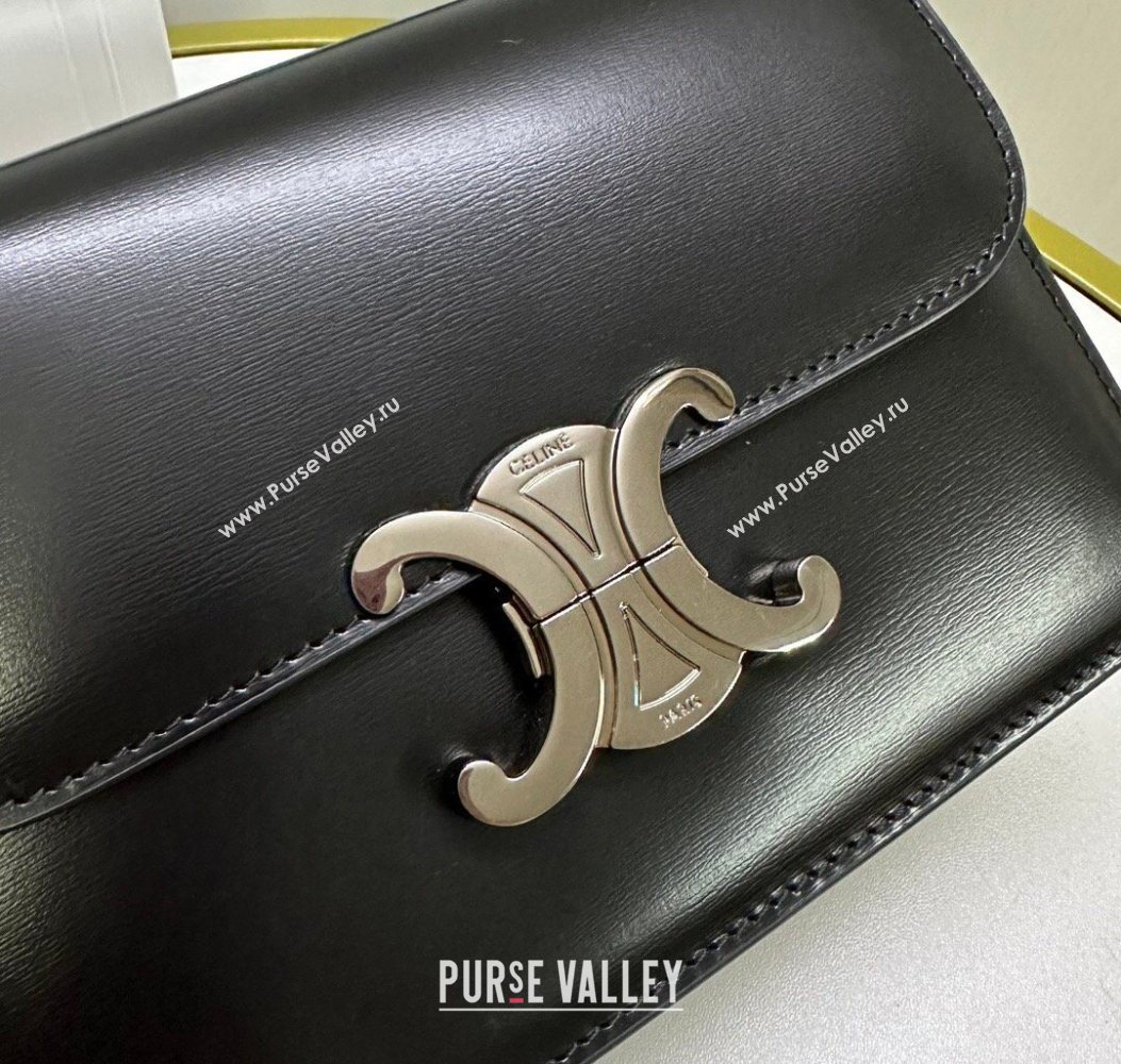 Celine Teen Triomphe Mini Bag in Shiny Calfskin Leather 188423 Black/Silver 2026 (BL-260121024)