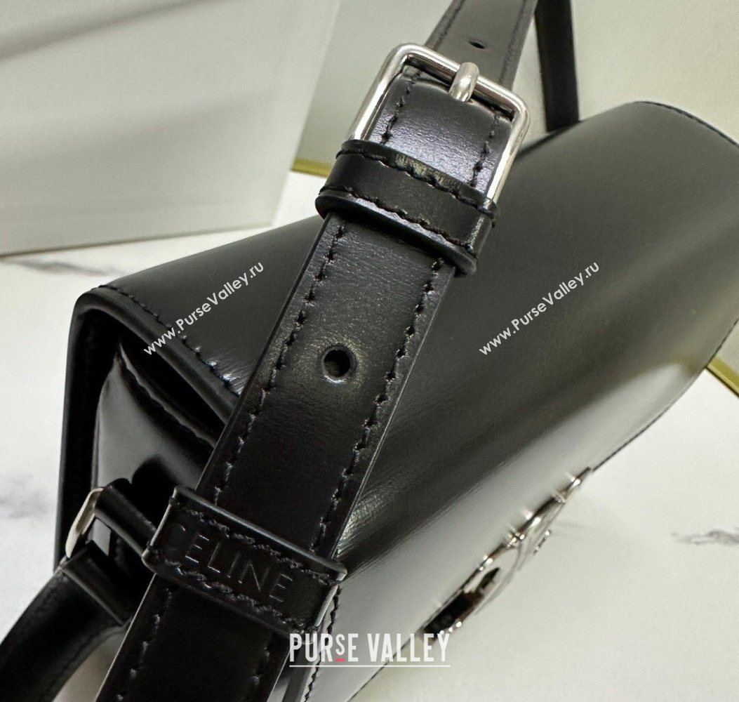 Celine Teen Triomphe Mini Bag in Shiny Calfskin Leather 188423 Black/Silver 2026 (BL-260121024)