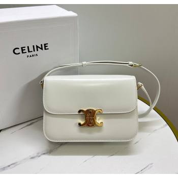 Celine Classique Triomphe Bag in Shiny Calfskin Leather 187366 White/Gold 2026 (BL-260121044)