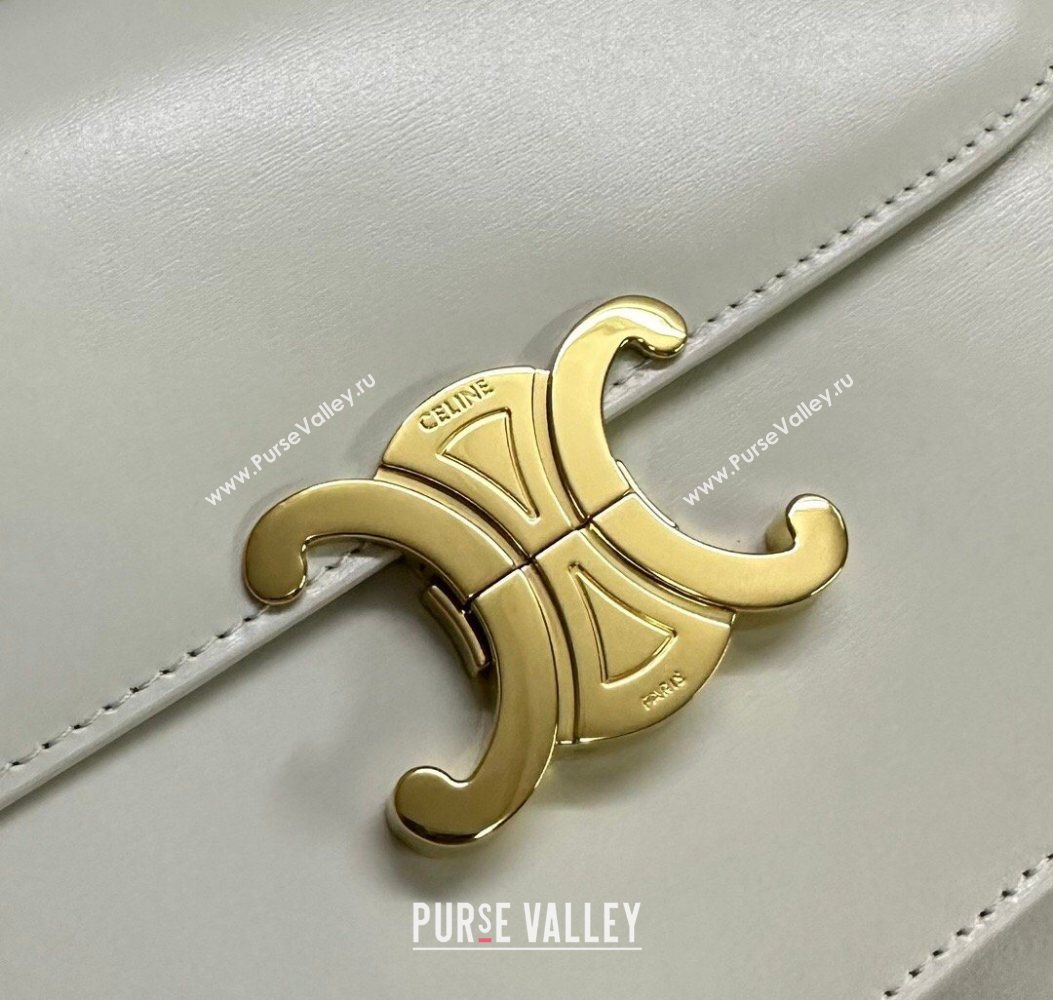 Celine Classique Triomphe Bag in Shiny Calfskin Leather 187366 White/Gold 2026 (BL-260121044)