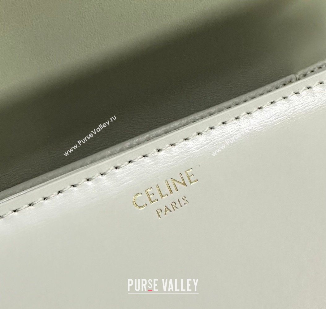 Celine Classique Triomphe Bag in Shiny Calfskin Leather 187366 White/Gold 2026 (BL-260121044)