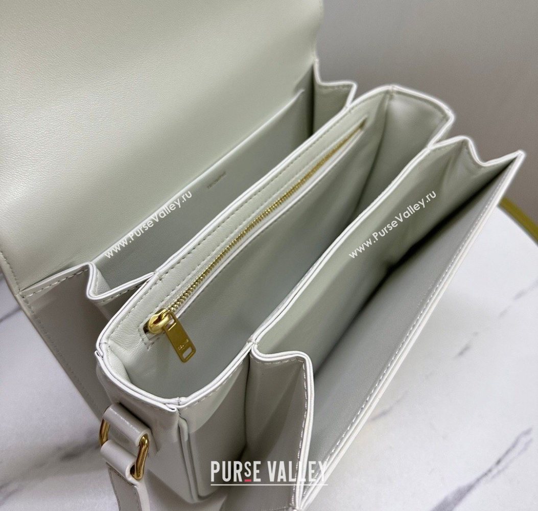 Celine Classique Triomphe Bag in Shiny Calfskin Leather 187366 White/Gold 2026 (BL-260121044)