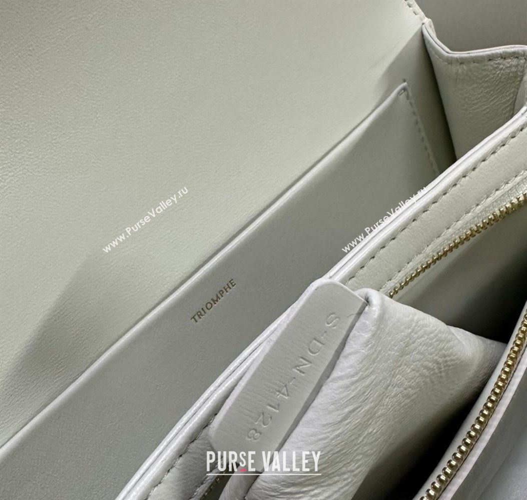 Celine Classique Triomphe Bag in Shiny Calfskin Leather 187366 White/Gold 2026 (BL-260121044)