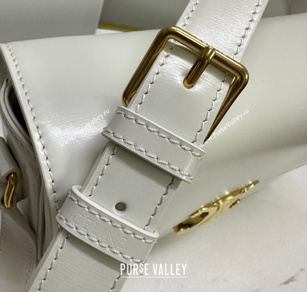 Celine Classique Triomphe Bag in Shiny Calfskin Leather 187366 White/Gold 2026 (BL-260121044)