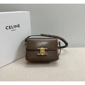 Celine Teen Triomphe Mini Bag in Shiny Calfskin Leather 188423 Soil Brown 2026 (BL-260121025)