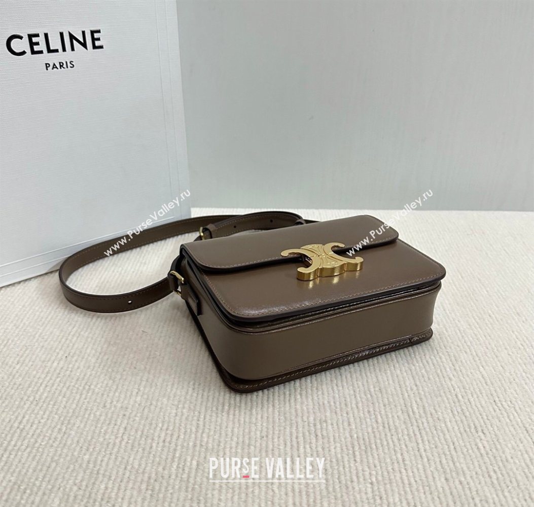 Celine Teen Triomphe Mini Bag in Shiny Calfskin Leather 188423 Soil Brown 2026 (BL-260121025)