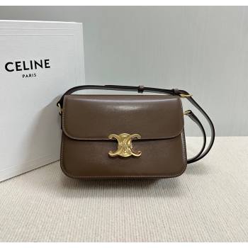 Celine Classique Triomphe Bag in Shiny Calfskin Leather 187366 Soil Brown 2026 (BL-260121045)