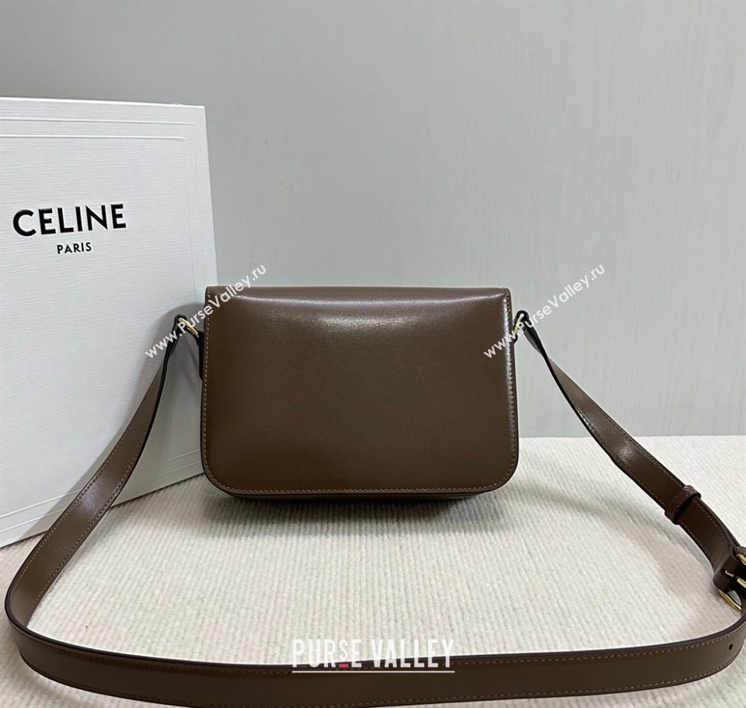 Celine Classique Triomphe Bag in Shiny Calfskin Leather 187366 Soil Brown 2026 (BL-260121045)