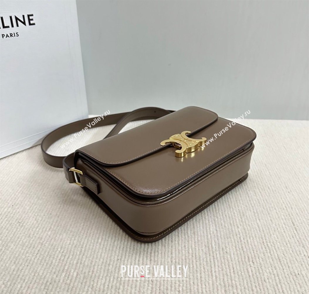 Celine Classique Triomphe Bag in Shiny Calfskin Leather 187366 Soil Brown 2026 (BL-260121045)