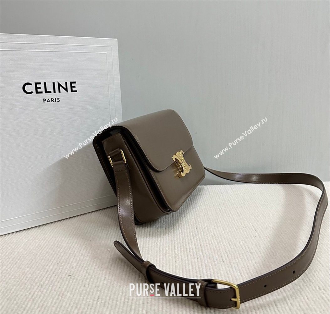 Celine Classique Triomphe Bag in Shiny Calfskin Leather 187366 Soil Brown 2026 (BL-260121045)