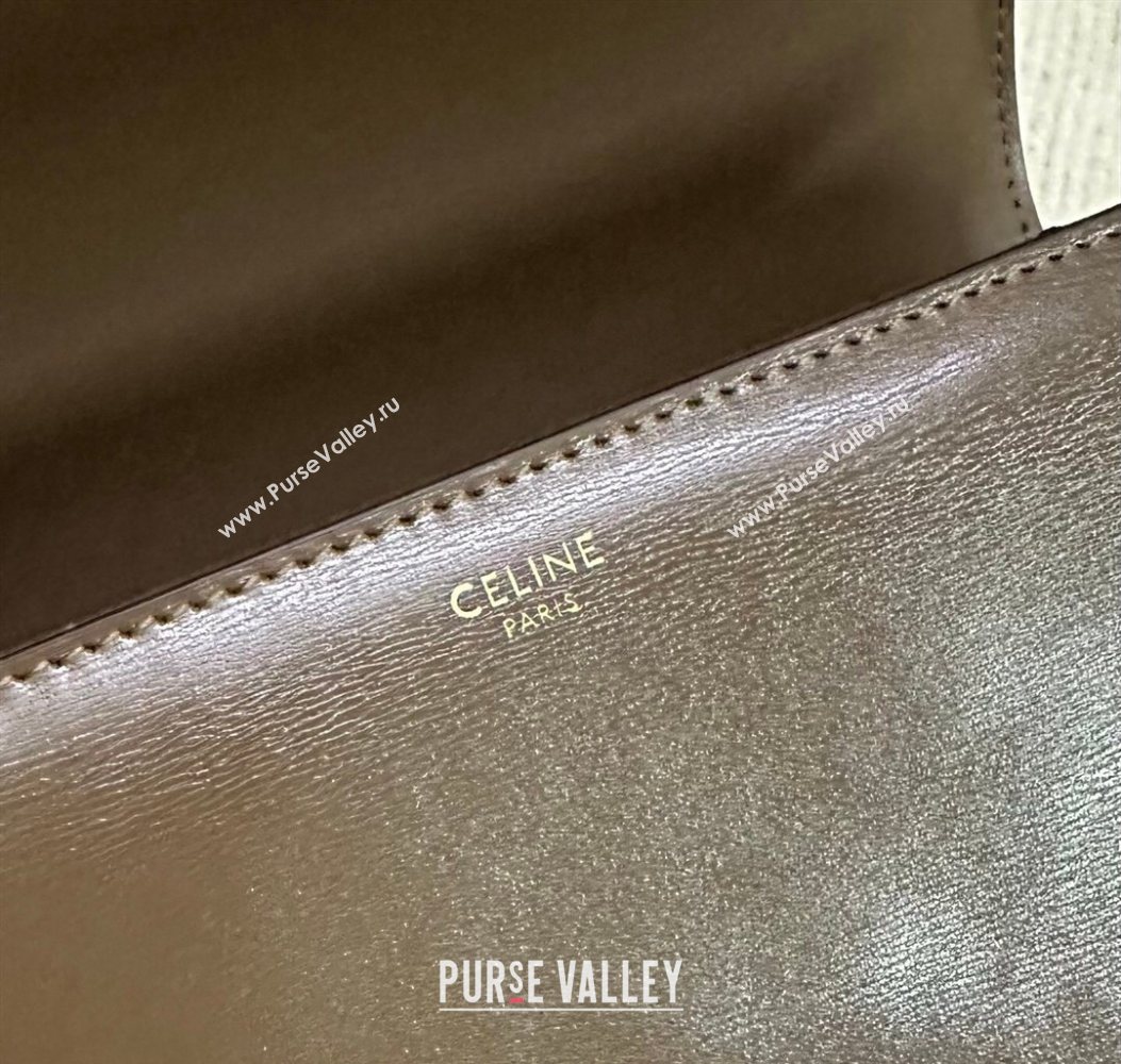 Celine Classique Triomphe Bag in Shiny Calfskin Leather 187366 Soil Brown 2026 (BL-260121045)