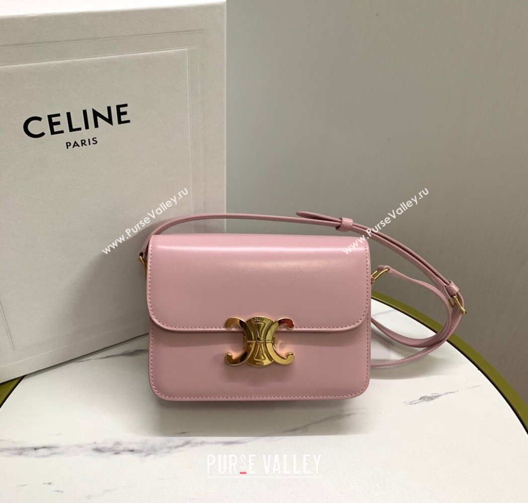 Celine Teen Triomphe Mini Bag in Shiny Calfskin Leather 188423 Sakura Pink 2026 (BL-260121026)